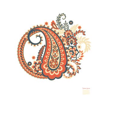 Damask Çiçekli Paisley vektör desenini izole etti