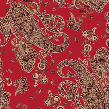 Paisley Süslü, pürüzsüz desen. kalamkari vektör kumaş arkaplanı