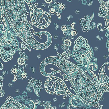 Paisley Süslü, pürüzsüz desen. kalamkari vektör kumaş arkaplanı