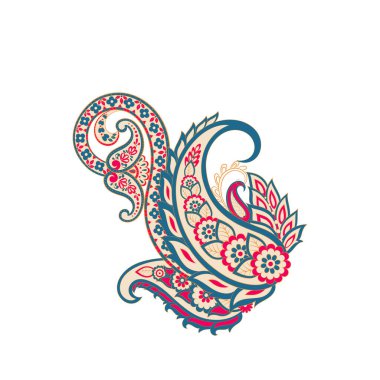 Paisley Vektör Deseni. Çiçekli Asya ResimleriName