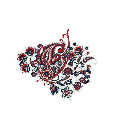 Paisley vektör izole desen. Damask biçimi Vintage illüstrasyonu