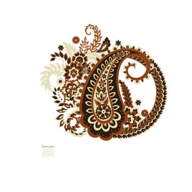 Damask Çiçekli Paisley vektör desenini izole etti