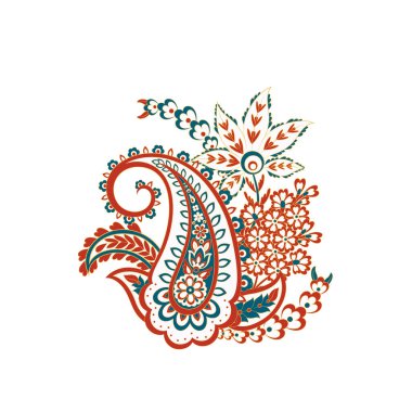 Paisley izole edilmiş. Tasarım için izole edilmiş desenli kart. Çiçek vektör deseni. Nakış işleme çiçek vektör deseni.