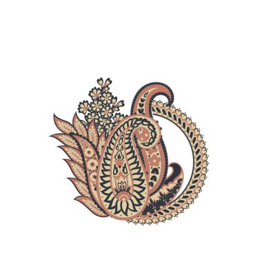 Paisley vektör izole desen. Çiçek Vintage illüstrasyonu