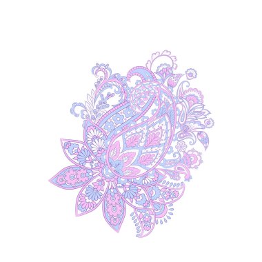 Paisley izole edilmiş. Tasarım için izole edilmiş desenli kart. Çiçek vektör deseni. Nakış işleme çiçek vektör deseni.