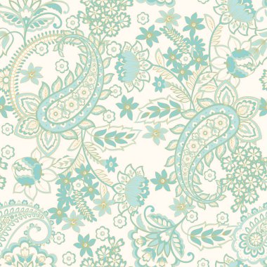 Paisley Çiçek Doğulu Etnik Düzen. Kusursuz Vektör Süslemesi. Şam kumaş desenleri.