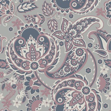 Paisley Süslü, pürüzsüz desen. kalamkari vektör kumaş arkaplanı