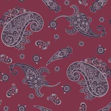 Paisley vektör kusursuz desen. Muhteşem çiçek, yapraklar. Batik tarzı resim. Eski arkaplan