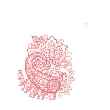 Paisley vektör izole desen. Damask biçimi Vintage illüstrasyonu