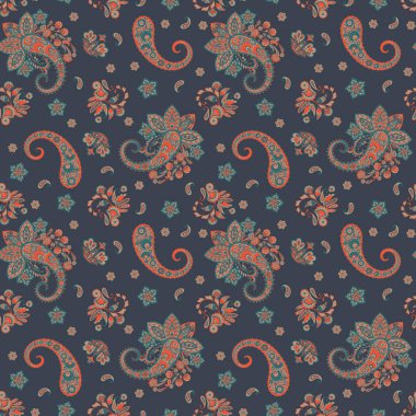 Paisley Çiçek Doğulu Etnik Düzen. Kusursuz Vektör Süslemesi. Şam kumaş desenleri.
