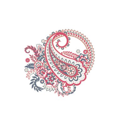 Damask Çiçekli Paisley vektör desenini izole etti