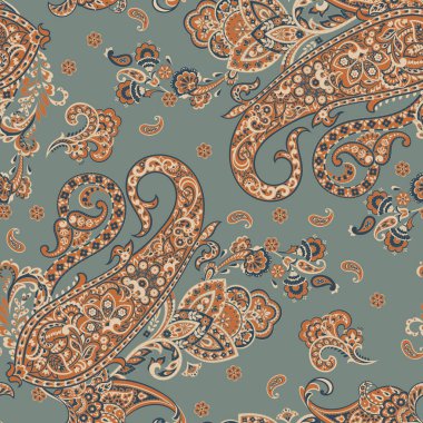 Paisley Süslü, pürüzsüz desen. kalamkari vektör kumaş arkaplanı