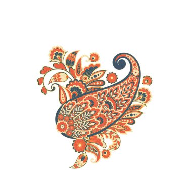 Paisley izole edilmiş. Tasarım için izole edilmiş desenli kart. Çiçek vektör deseni. Nakış işleme çiçek vektör deseni.