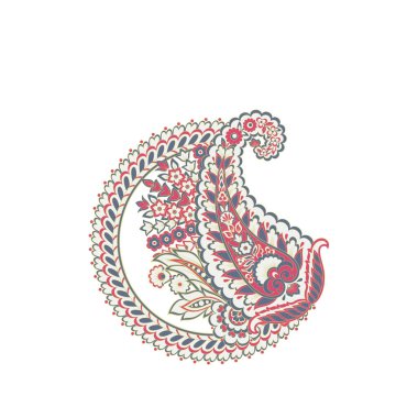 Paisley vektör izole desen. Batik stilinde klasik çiçek illüstrasyonu