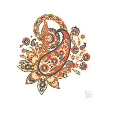 Paisley Vektör Deseni. Çiçekli Asya ResimleriName