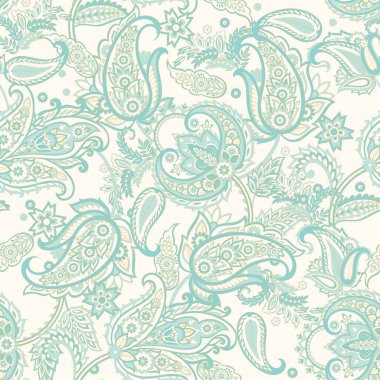 Paisley Çiçek Doğulu Etnik Düzen. Kusursuz Vektör Süslemesi. Şam kumaş desenleri.