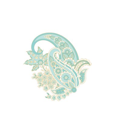 Paisley izole edilmiş. Tasarım için izole edilmiş desenli kart. Çiçek vektör deseni. Nakış işleme çiçek vektör deseni.
