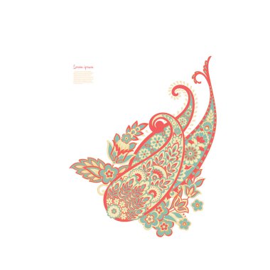 Damask Paisley Floral isolated vector ornament