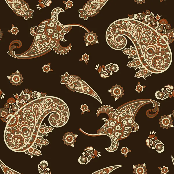 Paisley vektör kusursuz desen. Muhteşem çiçek, yapraklar. Batik tarzı resim. Eski arkaplan