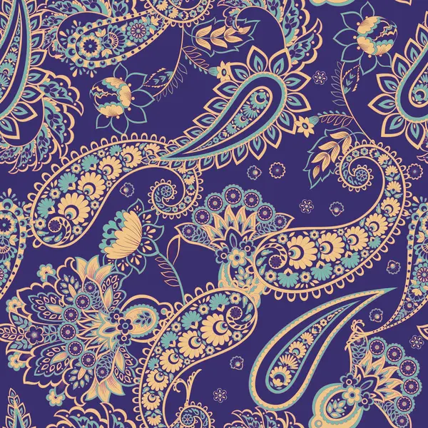 Hint batik tarzında kusursuz Paisley deseni. Çiçek vektör illüstrasyonu