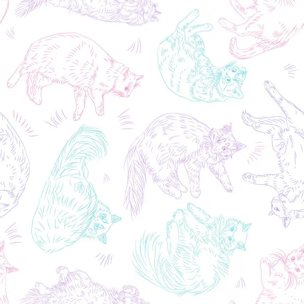 Şirin kediler pürüzsüz desen. evcil hayvan vektörü arka planı