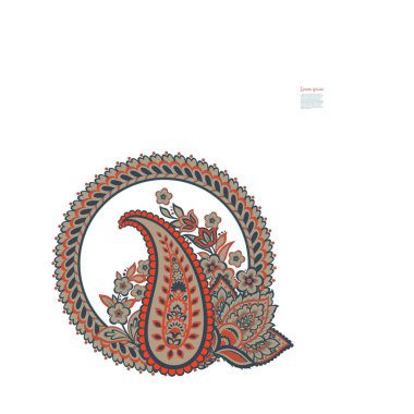 Paisley vektör izole desen. Batik stilinde klasik çiçek illüstrasyonu