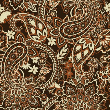Paisley Çiçek Doğulu Etnik Düzen. Kusursuz Vektör Süslemesi. Şam kumaş desenleri.