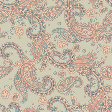 Paisley Süslü, pürüzsüz desen. kalamkari vektör kumaş arkaplanı