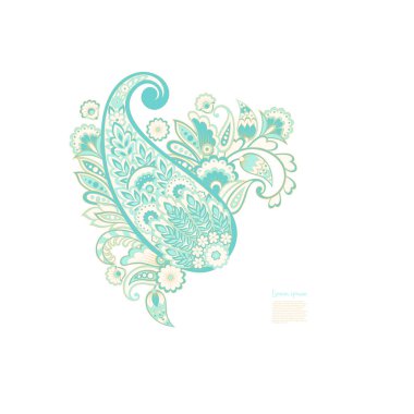 Paisley izole edilmiş. Tasarım için izole edilmiş desenli kart. Çiçek vektör deseni. Nakış işleme çiçek vektör deseni.