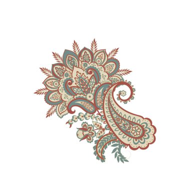 Paisley vektör izole desen. Damask biçimi Vintage illüstrasyonu
