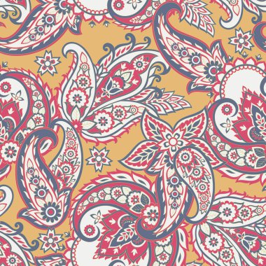 Şal desenli, desensiz bir süs. Çiçek dekoru süsleyin. Vektör illüstrasyonu