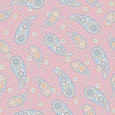 Paisley Çiçek Doğulu Etnik Düzen. Kusursuz Vektör Süslemesi. Şam kumaş desenleri.