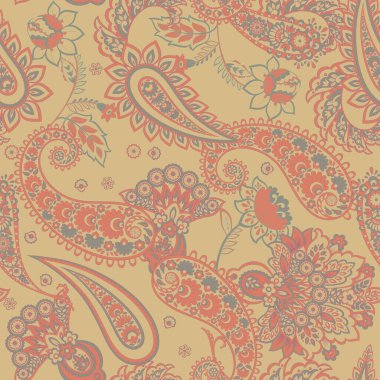 Hint batik tarzında kusursuz Paisley deseni. Çiçek vektör illüstrasyonu