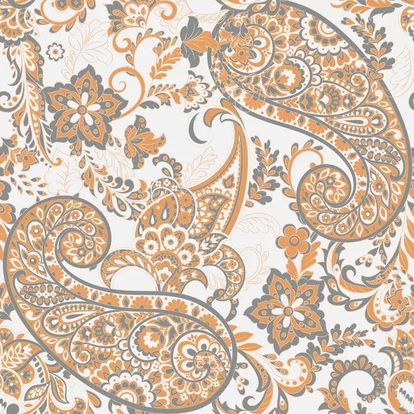 Paisley Çiçek Doğulu Etnik Düzen. Vektör Kusursuz Süslü Hint kumaşı desenleri