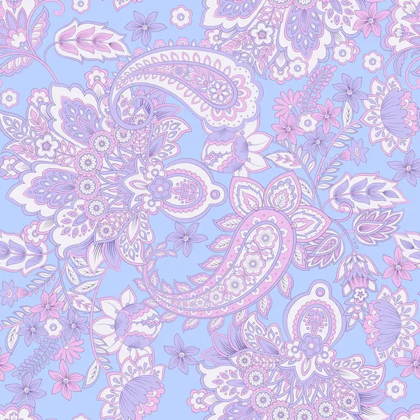 Paisley vektör seamless modeli. Fantastik çiçek yaprakları. Tekstil bohem Yazdır. Batik boyama. Vintage