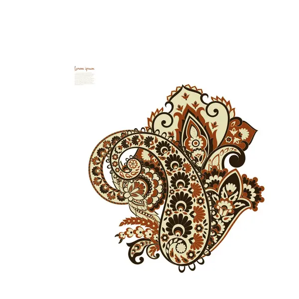 Paisley vektör izole desen. Batik stilinde klasik çiçek illüstrasyonu