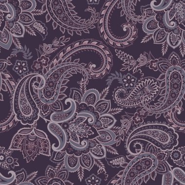 Geleneksel dikişsiz şal deseni. Hint çiçek süsü..