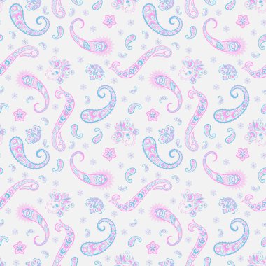 Hint batik tarzında kusursuz Paisley deseni. Çiçek vektör illüstrasyonu