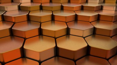 Luxury 3D Hexagonal Satin Background in Rich Brown Tones. 3d render illustration.