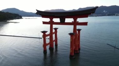 Itsukushima Tapınağı Miyajima Hiroşima Japonya denizde yüzüyor. Yüksek kaliteli FullHD görüntüler