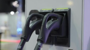 Çifte Elektrikli Araç Şarj İstasyonunda. Yüksek kalite 4k görüntü