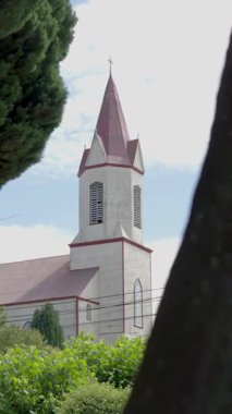 San Agustin Parish Puerto Octay 'ın tarihi kilisesi. Yüksek kalite 4k görüntü