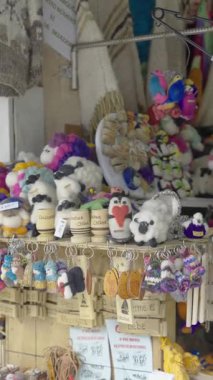 Chiloe Craft Market 'te Hayvan ve Meyve Dekorasyonunu Hissettim. Yüksek kalite 4k görüntü