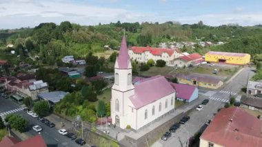 San Agustin Mahallesi Puerto Octay 'lı tarihi kilise. Yüksek kalite 4k görüntü
