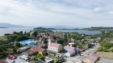 San Agustin Mahallesi Puerto Octay 'lı tarihi kilise. Yüksek kalite 4k görüntü