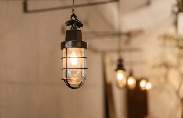 Vintage Lamp Interieur Decoratie Zolder Stijl Warm Wit Toon Achtergrond — Stockfoto