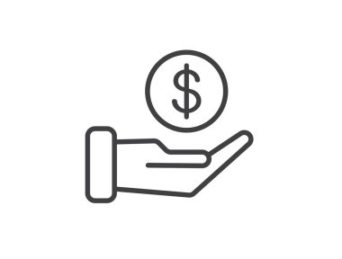 Dolar el ikonu. Para ikonunu sakla. Vektör illüstrasyonu.