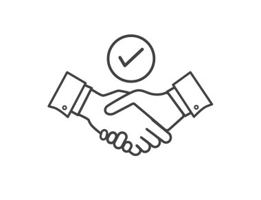 Güven ikonu. İş ortaklığı ve anlaşma. Başarılı bir başarı ve buluşma konsepti. Vektör illüstrasyonu.