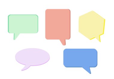 Çerçeve şablonlarından alıntı yap. Renkli konuşma baloncukları. Sohbet ve konuşma ikonu. Tasarım elemanları. vektör illüstrasyonu.