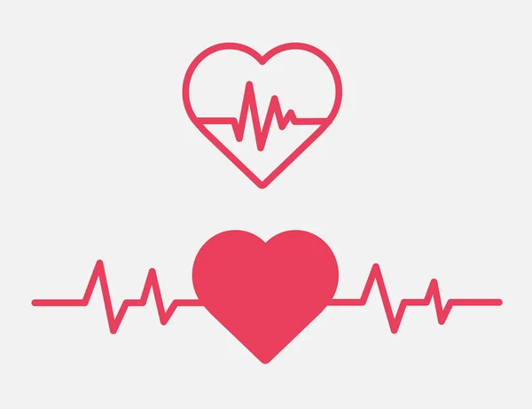 Εικονίδιο Κόκκινης Καρδιάς Παρακολούθηση Παλμού Κόκκινη Καρδιά Λευκό Φόντο Εικονογράφηση — Διανυσματικό Αρχείο
